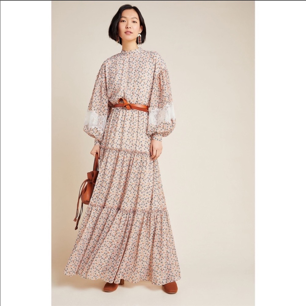 Anthropologie NWT Rosalyn Tiered Lace Maxi Dress🦋